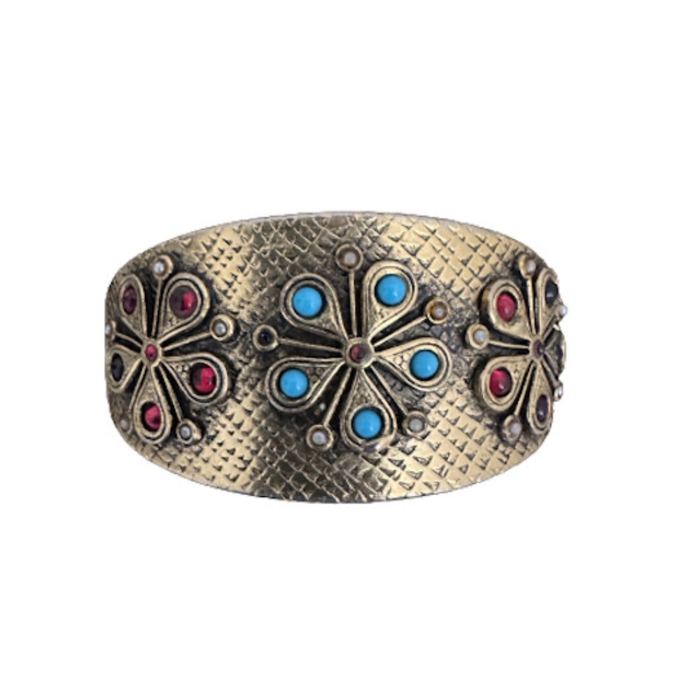 Vtg Freirich Gold Tone Hinged Cuff Bracelet